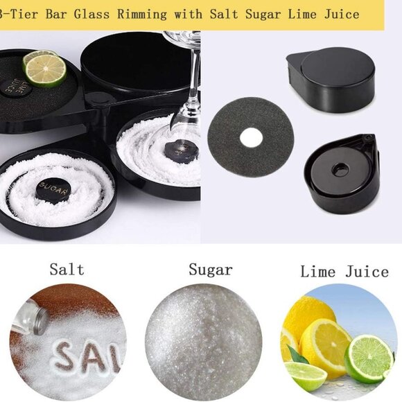 Tier Bar Glass Rimmer Bamboo Wood Sugar Salt Box with Sponge,Bartender Tool1 Set - Picture 7 of 14